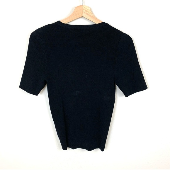 Zara Black Drawstring Front Short Sleeve Sweater Tee - Picture 5 of 11